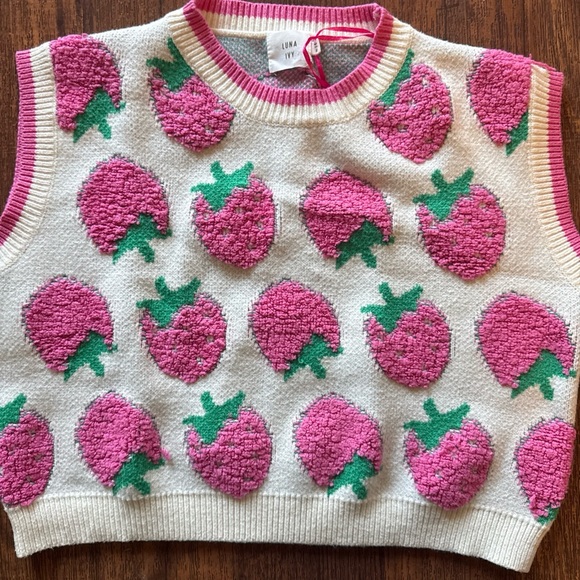 Knit whimsey vest with strawberry’s very cute for over lapping - Picture 2 of 4